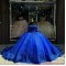 Sleeveless Blue Quince Dress Off Shoulder Ball Gown 15 Dresses