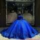 Sleeveless Blue Quince Dress Off Shoulder Ball Gown 15 Dresses