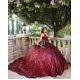 Sleeveless Burgundy Quince Dresses V Neck 15 Dress