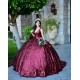 Sleeveless Burgundy Quince Dresses V Neck 15 Dress