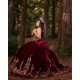 Sleeveless Burgundy Quinceanera Dresses Sweetheart Neck 15 Dress With Bow