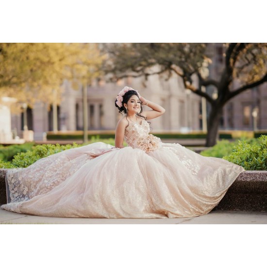 Sleeveless Champagne Quince Dress Sweetheart Neck Sweet 15 Gowns