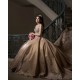 Sleeveless Champagne Quinceanera Dresses V Neck 15 Dress