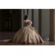 Sleeveless Champagne Quinceanera Dresses V Neck 15 Dress