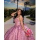 Sleeveless Coral Quinceanera Dress Vestidos De 15 Anos With Bow