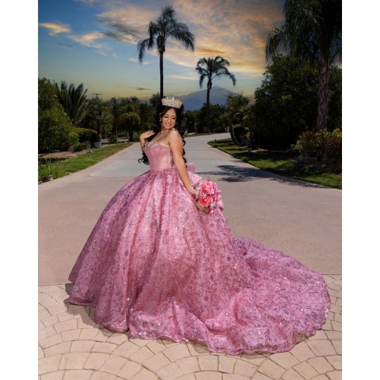 Sleeveless Coral Quinceanera Dress Vestidos De 15 Anos With Bow