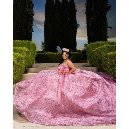 Sleeveless Coral Quinceanera Dress Vestidos De 15 Anos With Bow