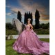 Sleeveless Coral Quinceanera Dress Vestidos De 15 Anos With Bow