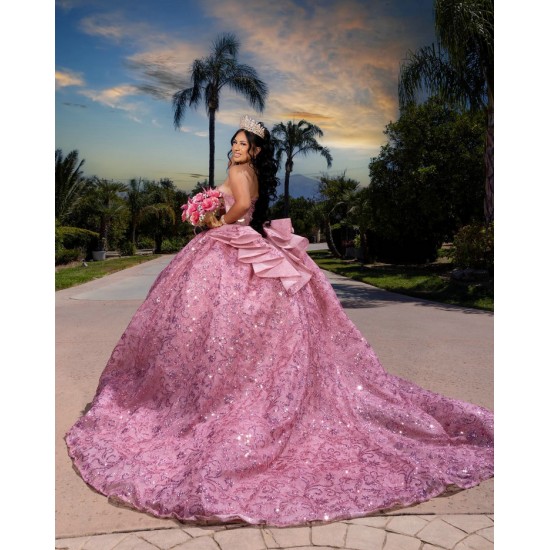 Sleeveless Coral Quinceanera Dress Vestidos De 15 Anos With Bow