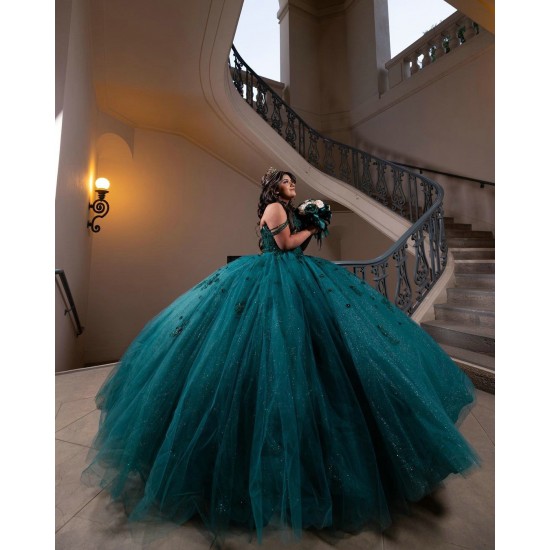 Sleeveless Emerald Green Quince Dress Sweetheart Neck Vestidos De 15 Anos