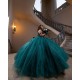 Sleeveless Emerald Green Quince Dress Sweetheart Neck Vestidos De 15 Anos