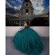 Sleeveless Emerald Green Quince Dress Sweetheart Neck Vestidos De 15 Anos