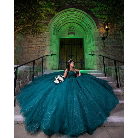 Sleeveless Emerald Green Quince Dress Sweetheart Neck Vestidos De 15 Anos