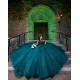 Sleeveless Emerald Green Quince Dress Sweetheart Neck Vestidos De 15 Anos