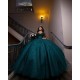 Sleeveless Emerald Green Quince Dress Sweetheart Neck Vestidos De 15 Anos