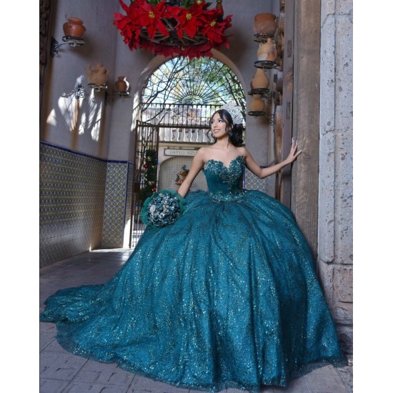 Sleeveless Emerald Green Quinceanera Dress Sweetheart Neck 15 Dresses