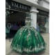 Sleeveless Green Quinceanera Dress Sweetheart Lace Appliques Crystal 15 Dresses