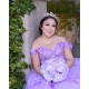 Sleeveless Lilac Quince Dresses Beading V Neck 15 Dress With 3D Flowers