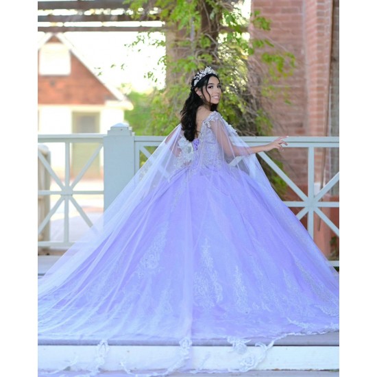 Sleeveless Lilac Quinceanera Dress Metallic Sequin V Neck 15 Dresses