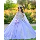 Sleeveless Lilac Quinceanera Dress Metallic Sequin V Neck 15 Dresses