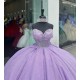 Sleeveless Lilac Quinceanera Dress Sweetheart Neck Sequin 15 Dresses With Bow