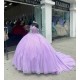 Sleeveless Lilac Quinceanera Dress Sweetheart Neck Sequin 15 Dresses With Bow