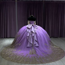 Sleeveless Lilac Quinceanera Dress Vestidos De 15 Anos With Bow