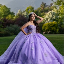 Sleeveless Lilac Quinceanera Dresses Sweetheart Neck 15 Dress