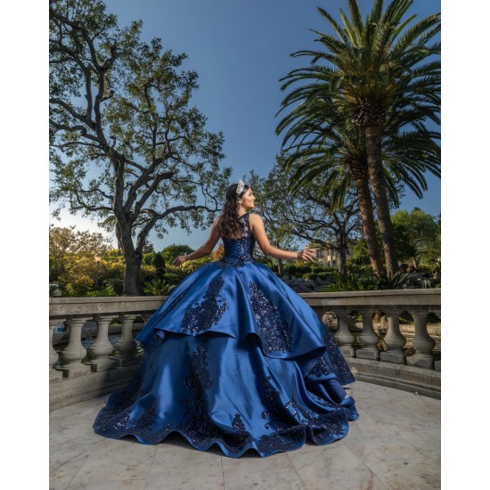 Sleeveless Navy Blue Quinceanera Dresses Scoop Neck 15 Dress