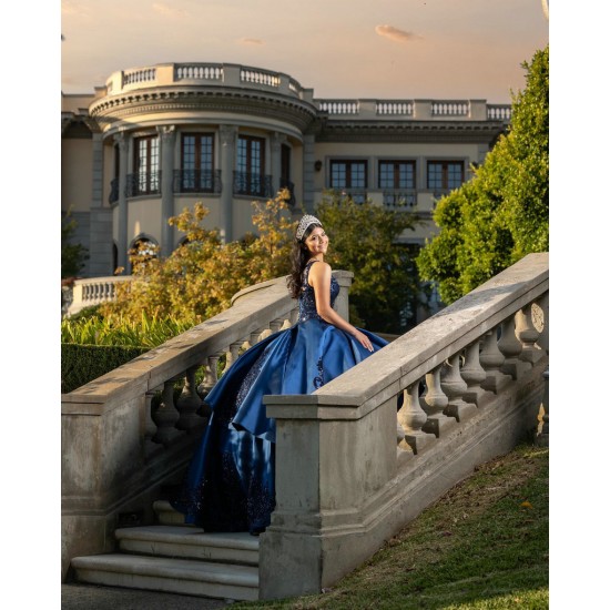 Sleeveless Navy Blue Quinceanera Dresses Scoop Neck 15 Dress