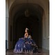 Sleeveless Navy Blue Quinceanera Dresses Sequin Sweetheart Neck 15 Dress