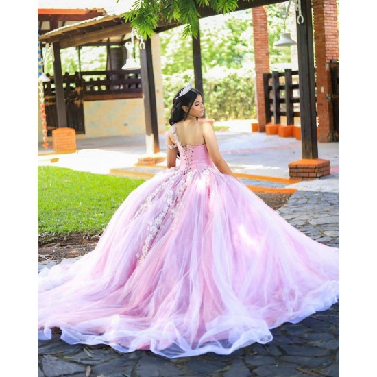 Sleeveless Pink Quince Dress Birthday Party Robe Vestidos De 15 Anos