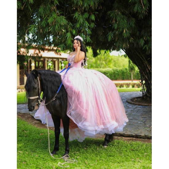 Sleeveless Pink Quince Dress Birthday Party Robe Vestidos De 15 Anos