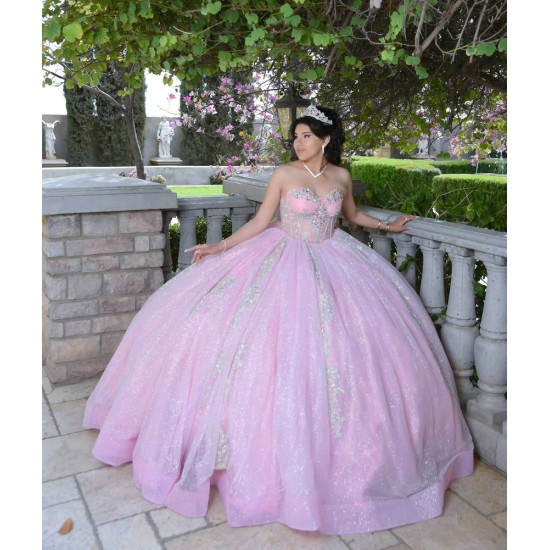 Sleeveless Pink Quinceanera Dress Sweetheart Neck Vestidos De 15 Anos