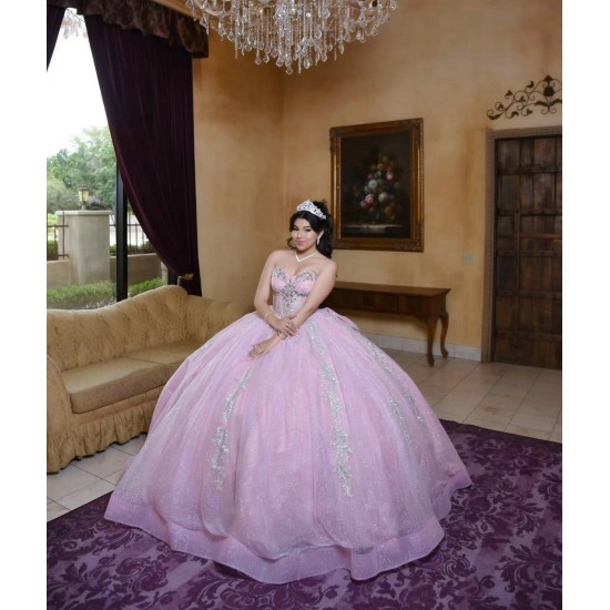 Sleeveless Pink Quinceanera Dress Sweetheart Neck Vestidos De 15 Anos