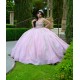 Sleeveless Pink Quinceanera Dress Sweetheart Neck Vestidos De 15 Anos