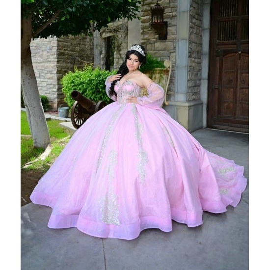 Sleeveless Pink Quinceanera Dress Sweetheart Neck Vestidos De 15 Anos