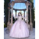 Sleeveless Pink Quinceanera Dress V Neck Metallic Sequin 15 Dresses