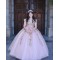 Sleeveless Pink Quinceanera Dress V Neck Metallic Sequin 15 Dresses