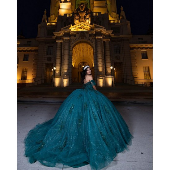 Sleeveless Quince Dress Emerald Green Vestidos De 15 Anos