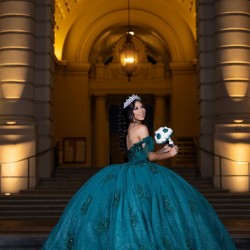 Sleeveless Quince Dress Emerald Green Vestidos De 15 Anos