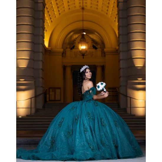 Sleeveless Quince Dress Emerald Green Vestidos De 15 Anos