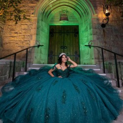 Sleeveless Quince Dress Emerald Green Vestidos De 15 Anos