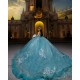 Sleeveless Quinceanera Dress Aqua Blue Vestidos De 15 Anos With 3D Flowers