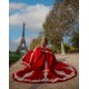 Sleeveless Red Quinceanera Dresses Lace Appliques V Neck 15 Dress