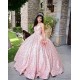 Sleeveless Rose Gold Quince Dresses Pearl Sequin V Neck 15 Dress