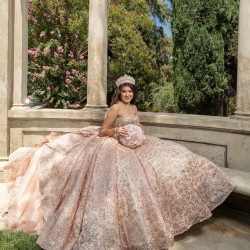 Sleeveless Rose Gold Quinceanera Dresses Sweetheart Neck 15 Dress With Bow