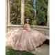 Sleeveless Rose Gold Quinceanera Dresses Sweetheart Neck 15 Dress With Bow