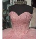 Sleeveless Rose Gold Quinceanera Dresses Sweetheart Neck Beading 15 Dress