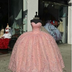 Sleeveless Rose Gold Quinceanera Dresses Sweetheart Neck Beading 15 Dress